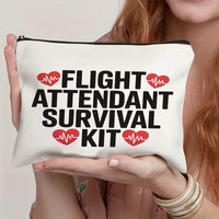 Portfard pentru Calatorii cu Tema Aviatie Flight Attendant Survival Kit, Alb