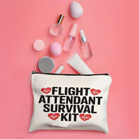 Portfard pentru Calatorii cu Tema Aviatie Flight Attendant Survival Kit, Alb