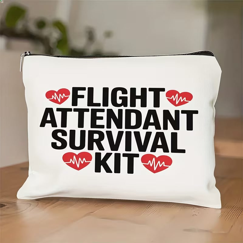 Portfard pentru Calatorii cu Tema Aviatie Flight Attendant Survival Kit, Alb