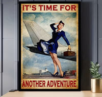 Poster Aviatie Retro Fara Rama Vintage Flight Attendant, 50 x 70cm