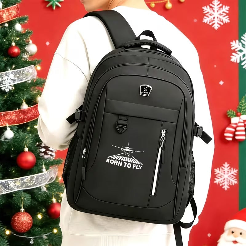 Rucsac Unisex pentru Laptop si Travel Born To Fly, Compartiment Captusit, Bretele Ajustabile
