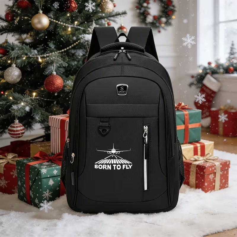 Rucsac Unisex pentru Laptop si Travel Born To Fly, Compartiment Captusit, Bretele Ajustabile