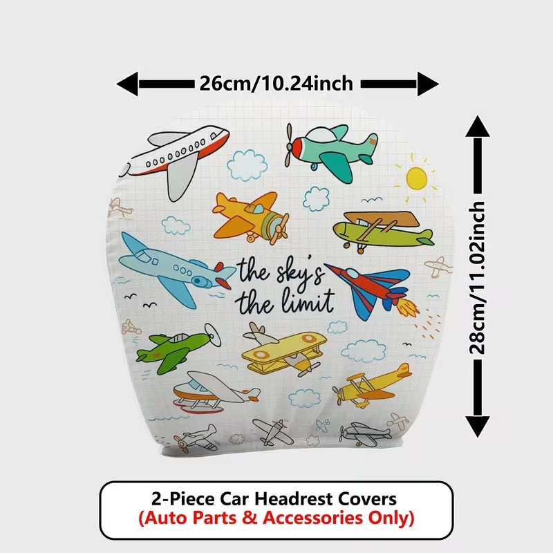 Set 2 Huse pentru Tetiera Auto Design Avion Retro Let's Fly Together