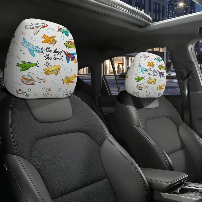 Set 2 Huse pentru Tetiera Auto Design Avion Retro Let's Fly Together