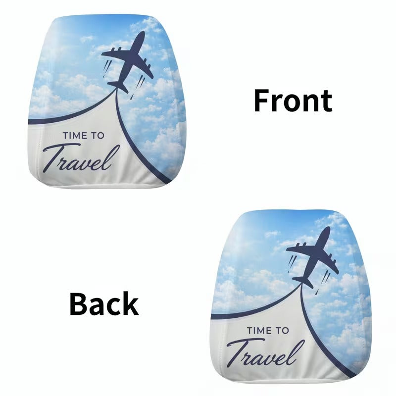 Set 2 Huse pentru Tetiere Auto Design Avion si Nori Time to Travel