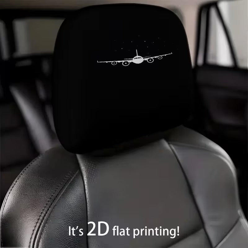 Set 2 Huse pentru Tetiere Auto cu Model Avion si Cer Instelat