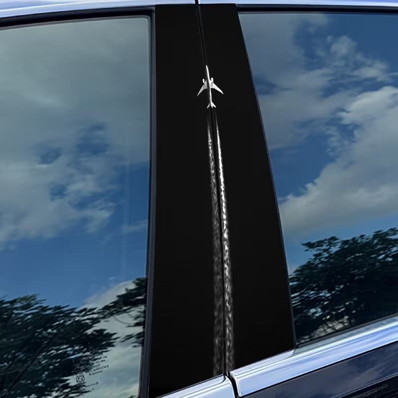 Set 2 Stickere Auto pentru Stalp Autocolante cu Avion, Rezistente la Apa si Zgarieturi