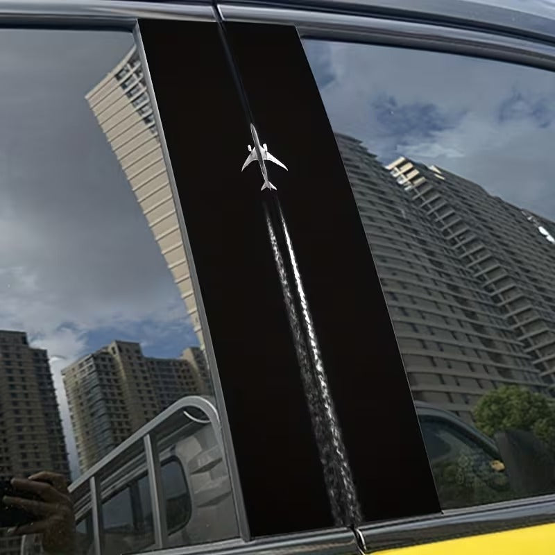 Set 2 Stickere Auto pentru Stalp Autocolante cu Avion, Rezistente la Apa si Zgarieturi