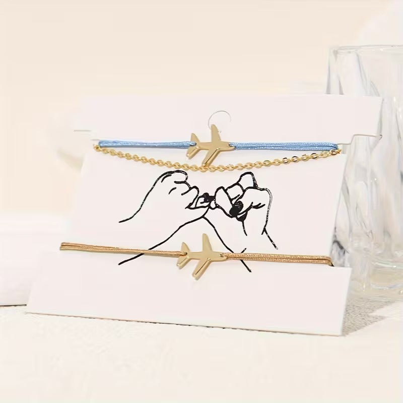 Set 3 Bratari Cuplu Pasionati Travel cu Avion, Ajustabile