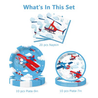 Set 40 buc Piese Masa pentru Petrecere Tematica Aviatie