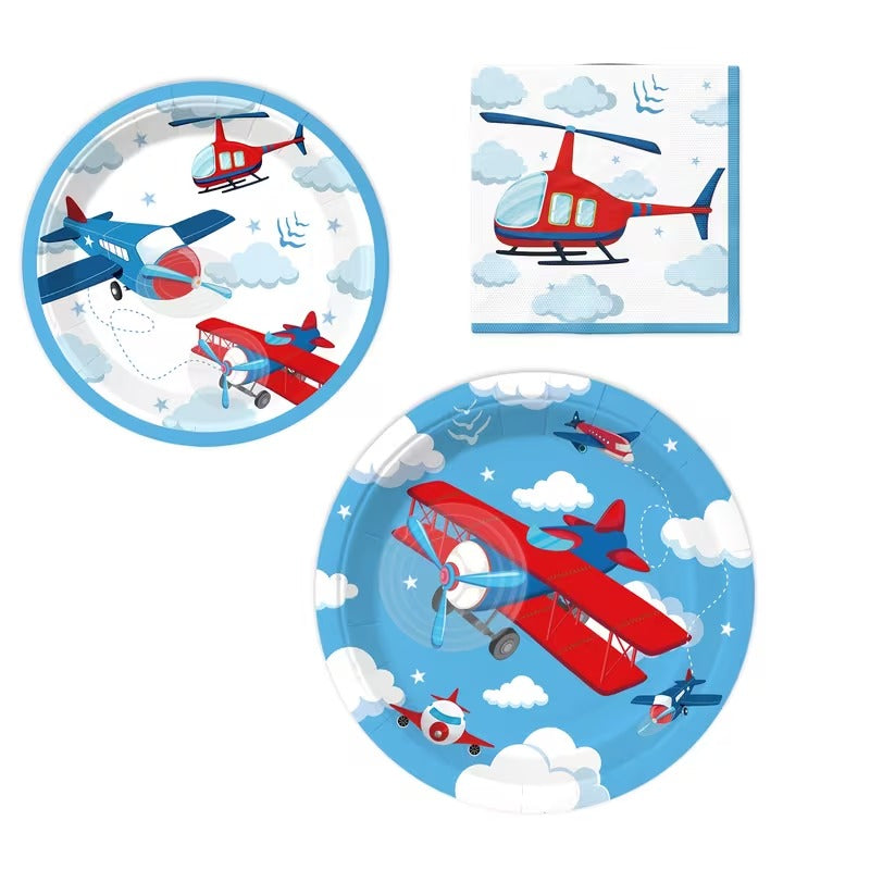 Set 40 buc Piese Masa pentru Petrecere Tematica Aviatie