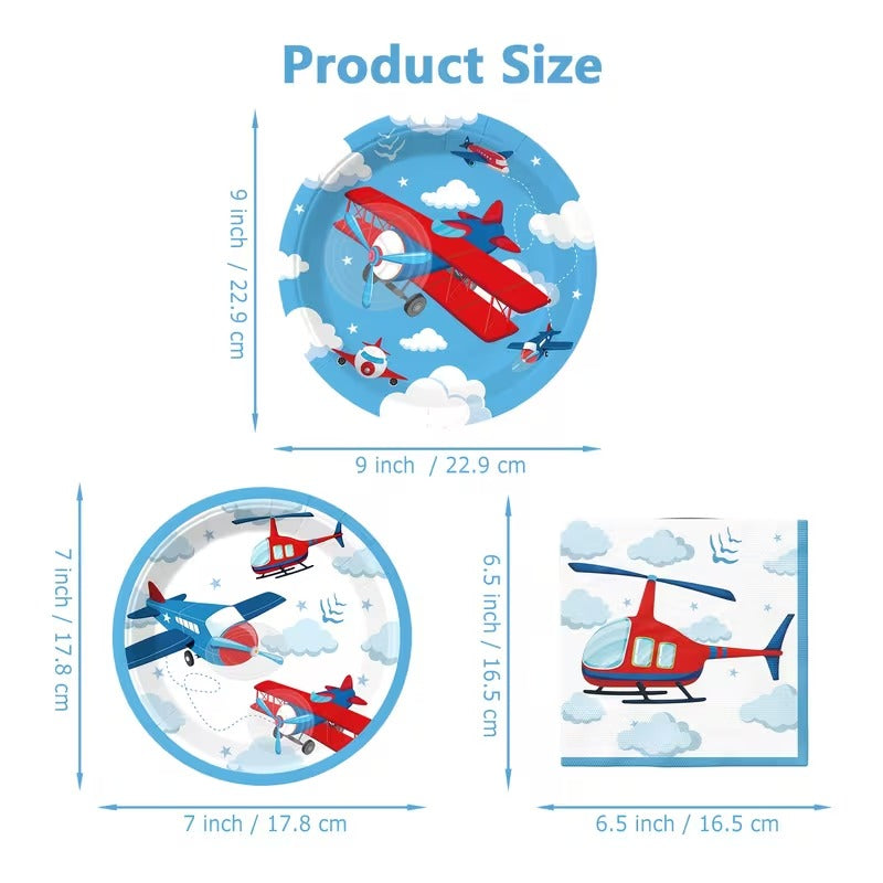 Set 40 buc Piese Masa pentru Petrecere Tematica Aviatie