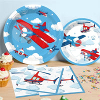Set 40 buc Piese Masa pentru Petrecere Tematica Aviatie