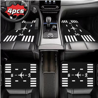 Set 4 Covorase Auto cu Design Aviatic Airplane Runway, Negru
