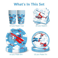 Set 50 buc Articole Masa pentru Petrecere Aniversara Tematica Aviatie