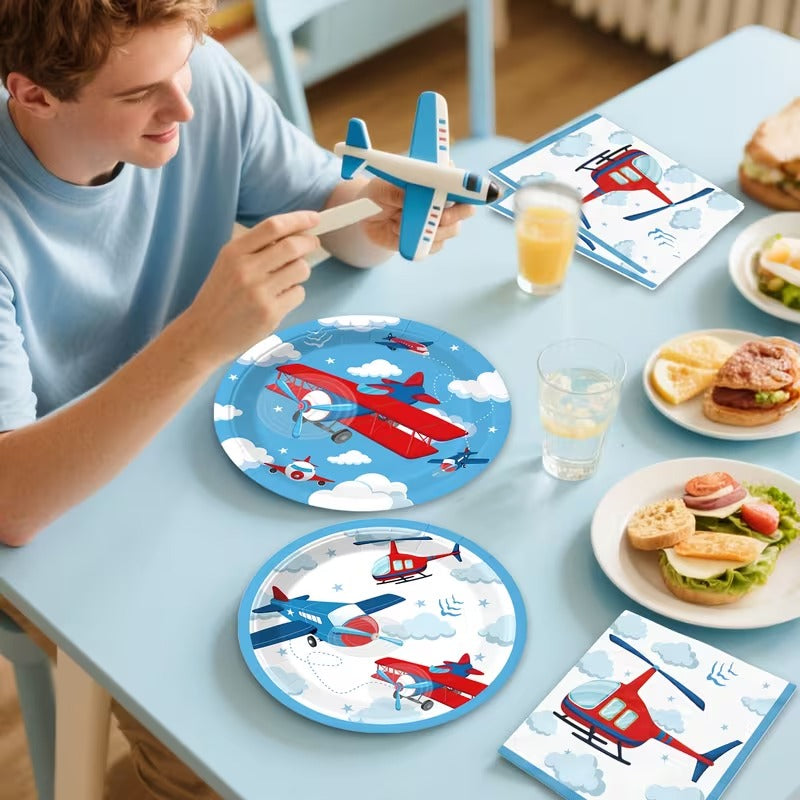 Set 50 buc Articole Masa pentru Petrecere Aniversara Tematica Aviatie