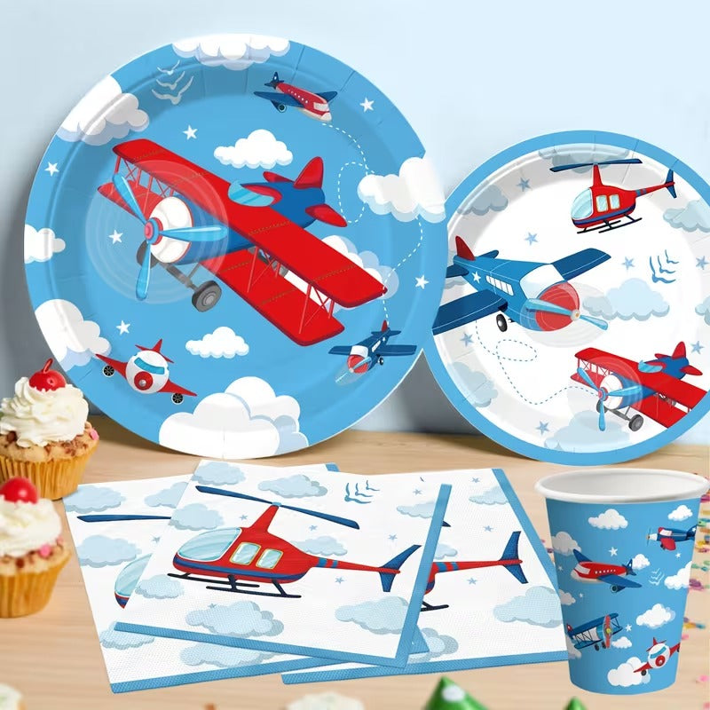 Set 50 buc Articole Masa pentru Petrecere Aniversara Tematica Aviatie