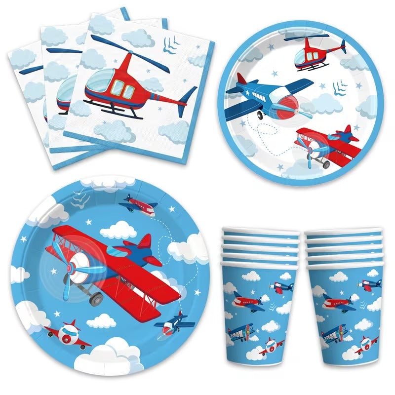 Set 50 buc Articole Masa pentru Petrecere Aniversara Tematica Aviatie