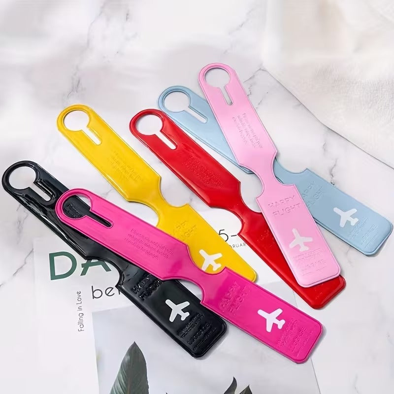 Set 5 Etichete Impermeabile pentru Bagaje Design Avion Happy Flight