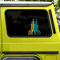 Set 6 Stickere Auto Autocolante cu Avion Live to Fly, Rezistente la Apa si Zgarieturi
