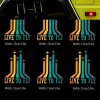 Set 6 Stickere Auto Autocolante cu Avion Live to Fly, Rezistente la Apa si Zgarieturi