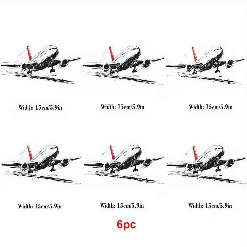 Set 6 Stickere Auto cu Avion Autocolante Decorative Aviatie pentru Masina