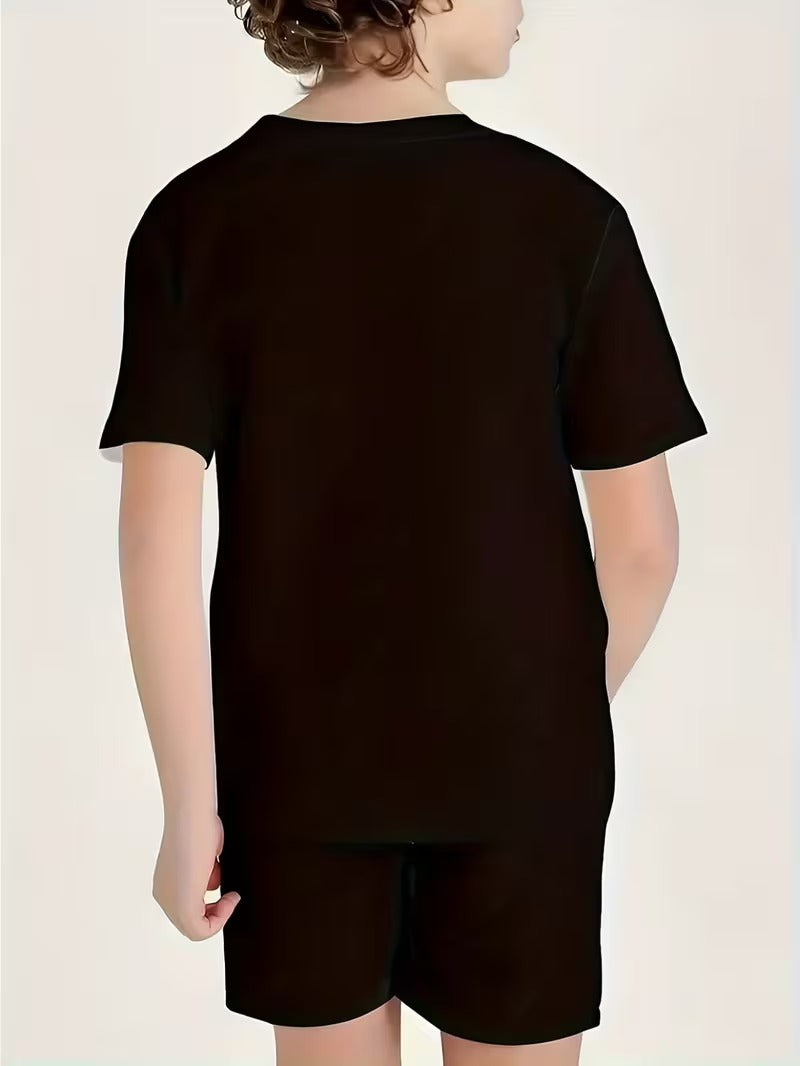 Set Tricou si Pantaloni Scurti Baieti cu Imprimeu Avion