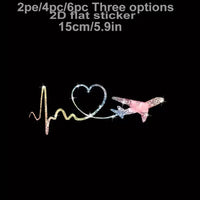 Sticker Auto Autocolant Decor ECG Inima si Avion, 15cm