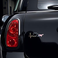 Sticker Auto Autocolant Decor ECG Inima si Avion, 15cm