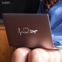Sticker Auto Reflectorizant Sclipitor cu Inima si Avion