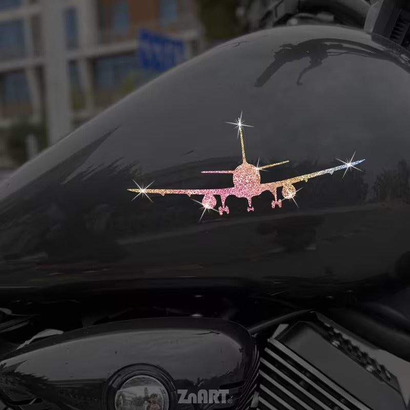 Sticker Auto Reflectorizant cu Avion Autocolant si pentru Masina, Laptop, Valiza sau Geam