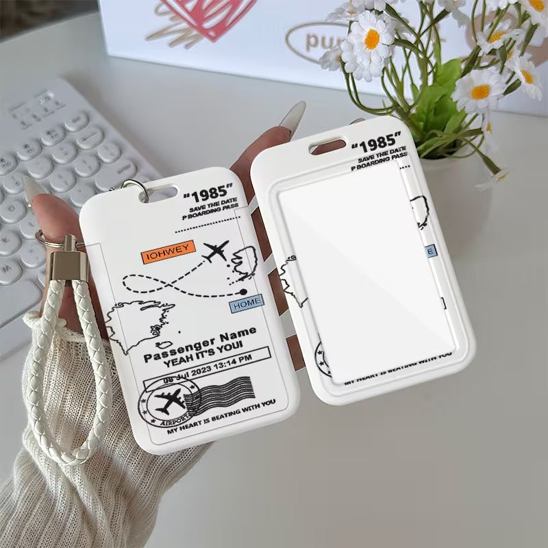 Suport Card ID cu Design Boarding Pass Retro Aviatie