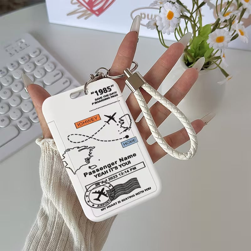 Suport Card ID cu Design Boarding Pass Retro Aviatie