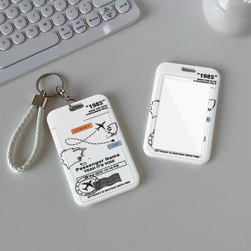 Suport Card ID cu Design Boarding Pass Retro Aviatie