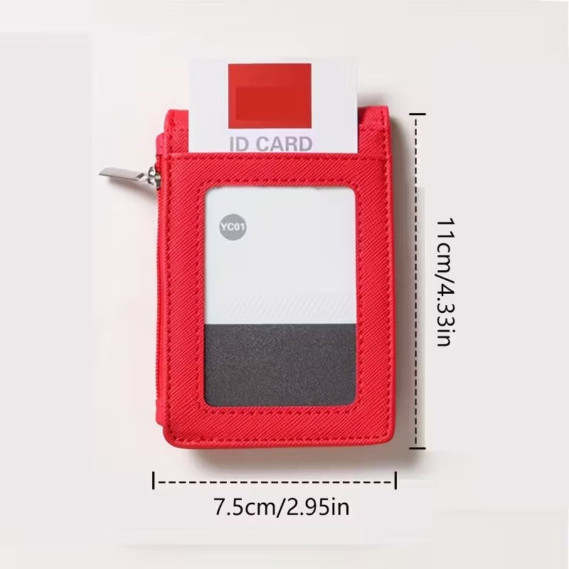 Suport Card ID cu Snur Retractabil, Buzunare Multiple si Compartiment cu Fermoar, Negru