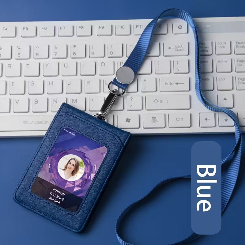 Suport Card cu Snur din Piele Artificiala cu Cinci Buzunare