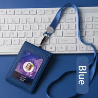 Suport Card cu Snur din Piele Artificiala cu Cinci Buzunare