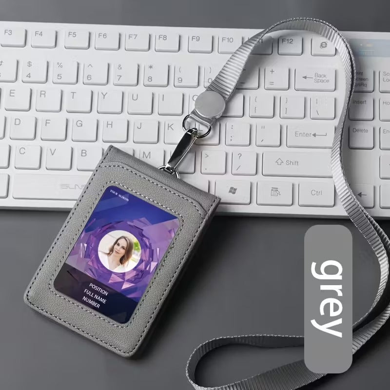 Suport Card cu Snur din Piele Artificiala cu Cinci Buzunare