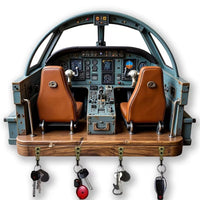 Suport Chei din Lemn pentru Perete cu Design Cockpit, 4 Carlige