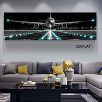 Tablou Canvas 2D Panoramic cu Avion in Aterizare Decor Interior, Fara Rama, 40 x 120cm