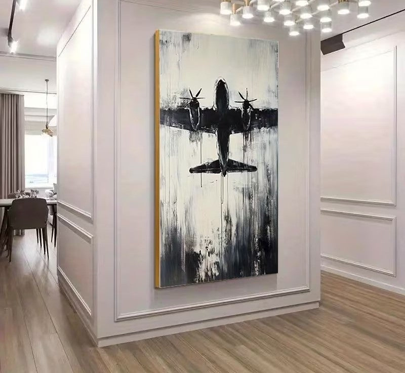Tablou Canvas Abstract Model Avion pentru Decor Perete, 75 x 152.4cm