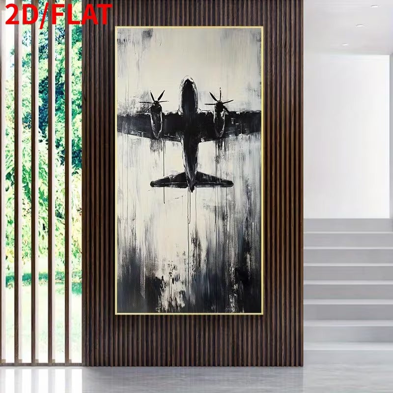 Tablou Canvas Abstract Model Avion pentru Decor Perete, 75 x 152.4cm