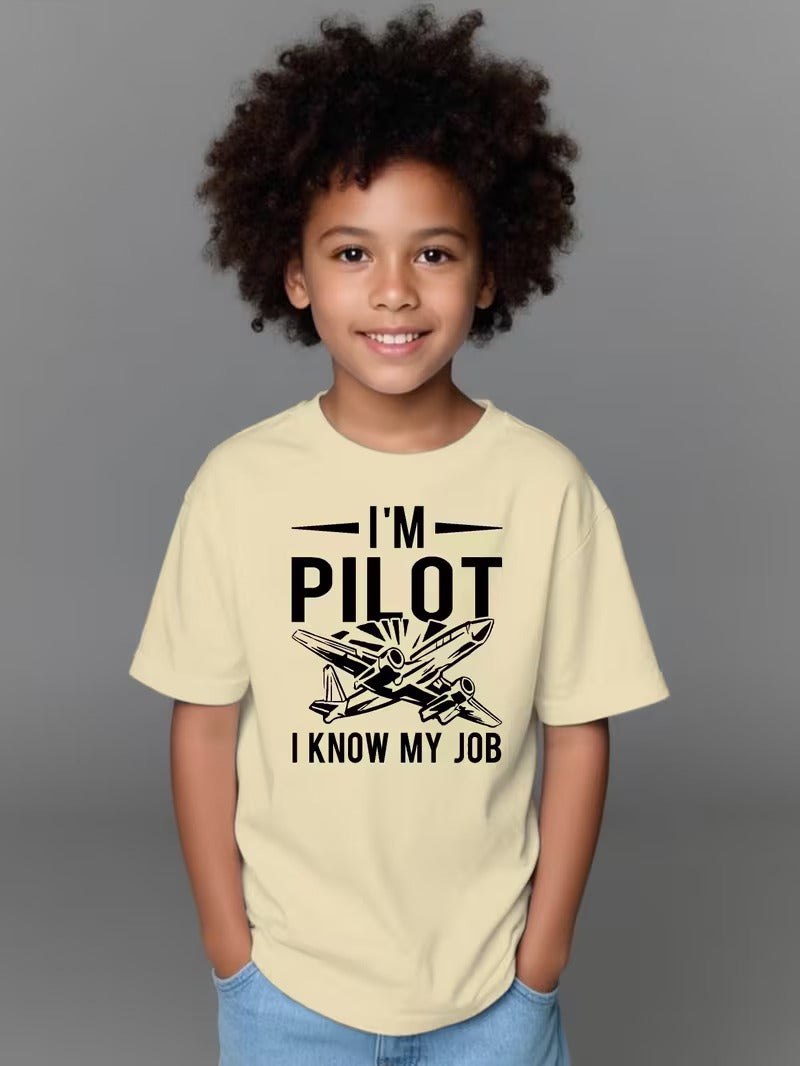 Tricou Baieti Bumbac cu Imprimeu Aviatic I'm Pilot