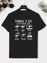 Tricou Baieti Design Aviatic Things I do In My Spare Time, Negru