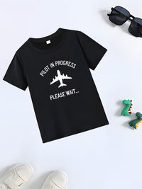 Tricou Baieti cu Imprimeu Avion Pilot In Progress