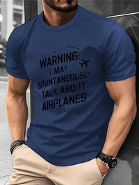 Tricou Barbatesc Bumbac Respirabil cu Design Aviatic, Stil Casual pentru Vara