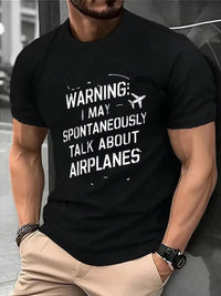 Tricou Barbatesc Bumbac Respirabil cu Design Aviatic, Stil Casual pentru Vara