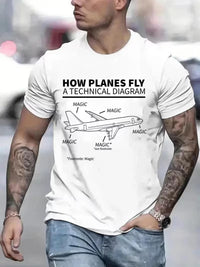 Tricou Barbati Bumbac cu Design Aviatic Tehnic Amuzant Magic Plane