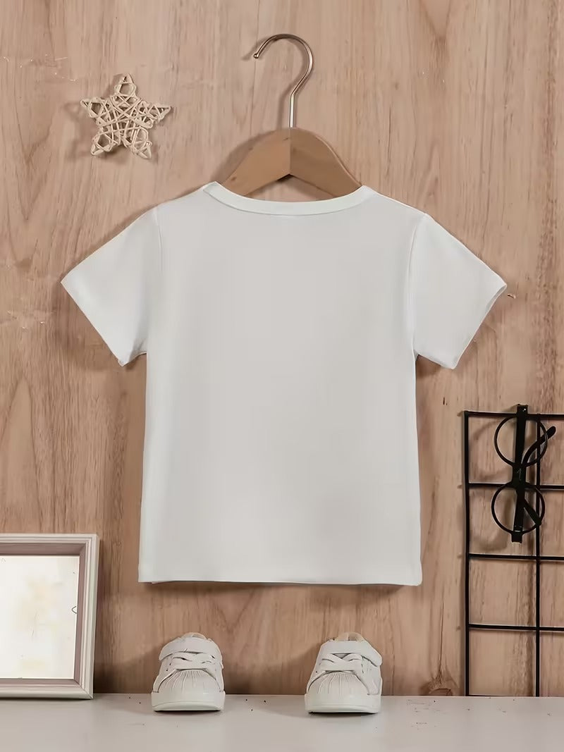 Tricou Copii Baieti cu Imprimeu Pilot Aviatie, Material Usor si Respirabil, Alb