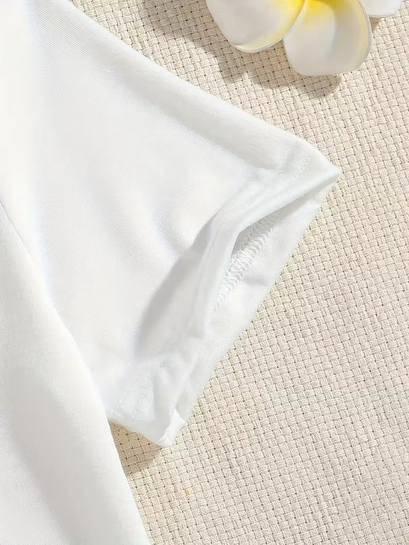 Tricou Copii Baieti cu Imprimeu Pilot Aviatie, Material Usor si Respirabil, Alb